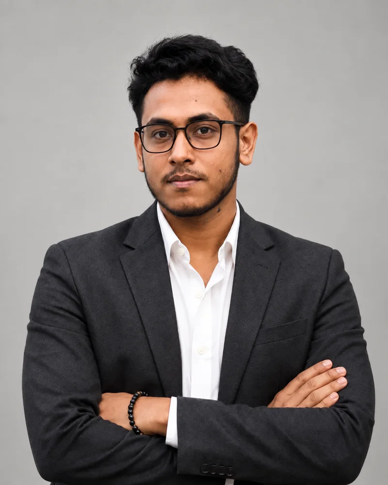 Portrait of Raisul wearing clear glasses